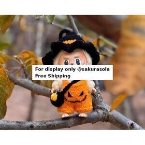 Handmade Halloween Pumpkin Outfit for Standing Labubu